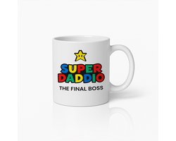 Super Daddio Mok 330ml – “The Final Boss” Grappige Koffiekop – Gamer Cadeau voor Vaders & Retro Game Fans