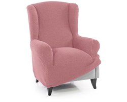 Super elastische stoelhoes voor oorfauteuil 1-zits, pastelroze, jacquard stof, comfortabele bescherming