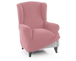 Super elastische stoelhoes voor oorfauteuil 1-zits, pastelroze, jacquard stof, comfortabele bescherming