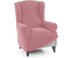Super elastische stoelhoes voor oorfauteuil 1-zits, pastelroze, jacquard stof, comfortabele bescherming