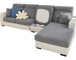 Super Stretch Bankhoes 1 2 3 4 ZZits L-Vorm Slijtvaste Spandex Hoekbankhoes-Grijs Chaise Hoes-Kinderen-Huisdieren. hoekbank hoes stretch