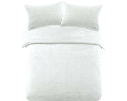 Super zacht Teddy fleece dekbedovertrek - gebroken wit - 2 kanten teddy - Lits-jumeaux (240x220 + 2st 60x70cm)