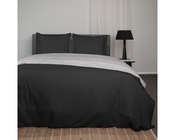 Superieur Dekbedovertrek Twin Face – Zwart / Lichtgrijs - 100% Katoen - 200x200/220cm Tweepersoons – Stoere lichtgijze met zwart dekbedset – adembenemend in uitstraling – optimaal ventilerend en ademend