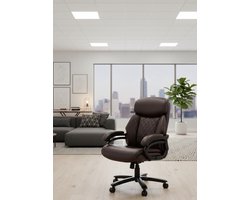 SupremeXL 181kg XXL Directiestoel – Extra Brede 59 cm Lederen Bureaustoel met Hoge Rugleuning – Verstelbare Armleuningen, Ergonomische Lendensteun, 51–59.5 cm Zithoogte – Executive Office Chair Zwart –