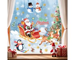 Supzone Window Pictures Christmas Window Santa Claus Reindeer Window Stickers Snowman Penguin Snowflake Window Film - ShopVlot