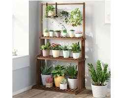 SureDeal® - 3-Laags Hangende Houten Plantenstandaard - Planten Planken - Bloempot Organizer Rek - Meerdere Display Houder Planken - Voor Binnen/Buiten