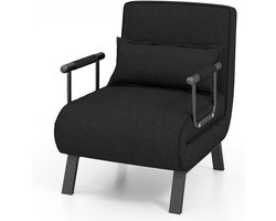 SureDeal® - 4-in-1 Slaapstoel - Inklapbare Slaapbank - Met 5-standen Verstelbare Rugleuning - Bankbed - Zwart