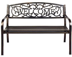 SureDeal® - Antieke Tuinbank met Rugleuning - Bronskleurige Parkbank 127x63,5x89 cm - Robuust Roestbestendig Metaal - Comfortabele Restbank voor Buiten