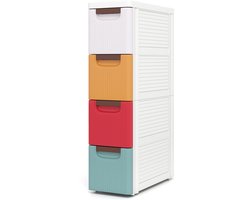 SureDeal® - Badkamerkast - Smalle Opbergkast - Kleine Ruimte Rollende - Laden - Ingebouwde Wielen Plastic - 42x19x74 cm - Multicolor