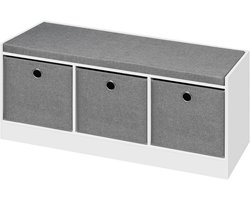 SureDeal® - Bank - Opbergruimte - Stoffen laden - Schoenenbank - Zitting - Wit grijs - 102x32x45,5 cm - Grijs