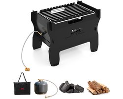 SureDeal® - Barbecue - Houtskoolgrill - Gasgrill Draagbare Vuurplaats - Roestvrijstalen Rooster - Draagtas - 38x22x27 cm - Zwart
