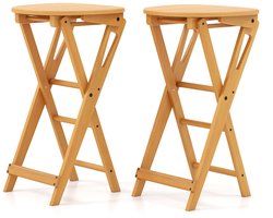SureDeal® - Barkruk - Barkrukken Inklapbaar Barstoel - Voetensteun Keukenstoel Zithoogte - Keuken - Tuin - Bar Natuur - 38x34x84 cm - Natuur
