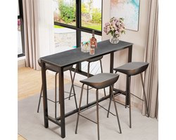 SureDeal® - Bartafel - Keuken Ontbijttafel - Pub Tafel Voor Eetkamer - Zakelijk Gebied - Kantoren - Zwart