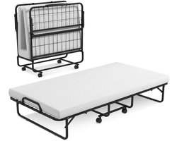 SureDeal® - Bedd - Opklapbed - Traagschuimmatras Opklapbaar Logeerbed - Stevig Metalen Draagbaar - Volwassenen - 191x96x28 cm - Zwart en wit