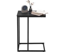 SureDeal® - Bijzettafel C-vorm - 45x25x63.5 cm - Hout -Metaal - Industrieel - Laptoptafel - Zwart