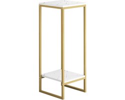 SureDeal® - Bijzettafel - Plantenstandaard - Plantenrek - Goud - 2 lagen - 30x30x75 cm - Woonkamer - Binnen