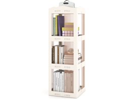SureDeal® - Boekenkast - Draaibare Verticale Rekken - Niveaus Transparante Panelen - Draaibare Voet - 36,5x36x108 cm - Wit