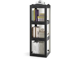 SureDeal® - Boekenkast - Draaibare Verticale Rekken - Niveaus Transparante Panelen - Draaibare Voet - 36,5x36x108 cm - Zwart