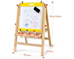 SureDeal® - Boekenkast - Kinderkrijtbord Opvouwbaar Hoogte - Kinderen - Natuur - Geel - 46x42 cm - Natuur + Geel