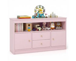 SureDeal® - Boekenkast - Speelgoedkast - Kinderen Houten - Kinderen Open Plank - Speelkamer Kinderkamer Wit - Natuurlijke - 106x30x62 cm - Roze