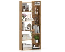 SureDeal® - Boekenrek 6-Laags met 11 Planken - 69x22x163 cm - Hout - Natuurlijk - Staand Opbergrek