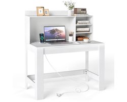 SureDeal® - Bureau - Computerbureau - Extra Kast Kantoorbureau - Stopcontacten - Kabelbeheer - 108x60x125 cm - Wit