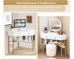 SureDeal® - Bureau - Hoekbureau - 70,5x70,5x75 cm - Ruimtebesparend - Goud - Slaapkamer - Kantoor - Woonkamer