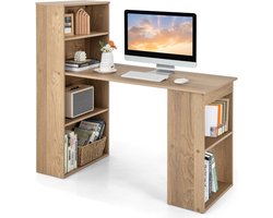 SureDeal® - Bureau - Licht Hout - 6 Opbergvakken - Kast - 122x51x122 cm - Salontafel - Woonkamer - Slaapkamer - Kantoor