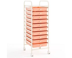 SureDeal® - Bureaukast - 10-lades Rollende Opbergwagen - Zwenkwielen - Lade - 33x37x86 cm - Zacht oranje