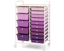 SureDeal® - Bureaukast - Rolbare Opslagtrolley - Lades Multifunctionele Trolley - Uitneembare Lades - 63x37x87 cm - Roze gemengd