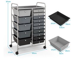 SureDeal® - Bureaukast - Rolbare Opslagtrolley - Lades Multifunctionele Trolley - Uitneembare Lades - 63x37x87 cm - Roze gemengd