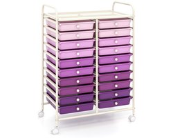 SureDeal® - Bureaukast - Rollwagen - Stapelbare Lades - Metalen Rolcontainer Badrolwagen - 63x37x87 cm - Paars