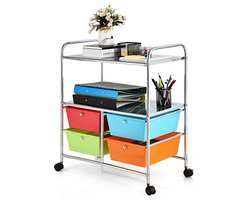 SureDeal® - Bureaukast - Rolwagen - Stapelbare Laden Ladewagen - Metalen - Legplanken Opbergwagen - Kantoor Geel - 58,5x37x75 cm - Zoals foto's