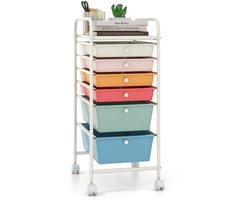 SureDeal® - Bureaukast - Trolley - Stapelbare Laden Trolley - Metalen - Planken Transparante Opbergtrolley - 37x74x32 cm - kleurrijk