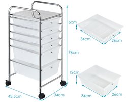 SureDeal® - Bureaukast - Trolley - Stapelbare Laden Trolley - Metalen - Planken Transparante Opbergtrolley - 37x74x32 cm - kleurrijk