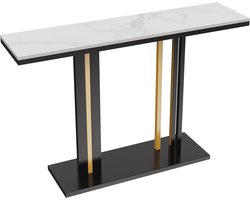 SureDeal® - Consoletafel - Huiskamer - Luxe - Goud - Wit Tafelblad - 118x30x78 cm - Bijzettafel - Wandtafel - Design - Gangkast - Kast
