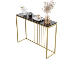 SureDeal® - Consoletafel - Huiskamer - Luxe - Goud - Zwart Tafelblad - 100x30x78.5 cm - Bijzettafel - Wandtafel - Design - Gangkast - Kast
