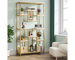 SureDeal® - Design Kast - Huiskamer - Boekenkast - Goud - Modern - 90x35x182 cm - Balkon - Slaapkamer - Binnen Kasten - Kantoor - Woonkamer