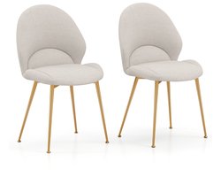 SureDeal® - Fauteuil - Eetkamerstoelen Accentstoelen - Gebogen Rugleuning Gestoffeerde - 62x56x88 cm - Grijs