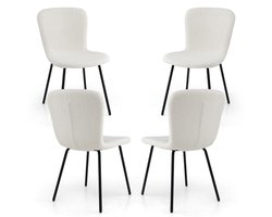 SureDeal® - Fauteuil - Eetkamerstoelen Gestoffeerde Keukenstoelen - Rugleuning Gestoffeerde Stoelen - 47x58x86 cm - Beige