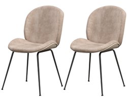 SureDeal® - Fauteuil - Fluwelen Eetkamerstoelen - Metalen Onderstel Moderne - Eetkamer Woonkamer - 49x65x87 cm - Grijs
