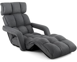 SureDeal® - Fauteuil - Ligstoel Opvouwbare Slaapbank - Verstelbare Posities Donkergrijs - Donkergrijs