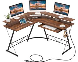 SureDeal® - Groot Hoekbureau - Hout - L-Vorm - 130x130x86 cm - Bureau - Bruin - Gaming - Bureau - Slaapkamer - Kantoor