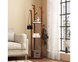 SureDeal® - Kapstok - 9 haken - 360° Draaibaar - Hout - Klassiek - Wandkapstok - Kast - Woonkamer - Garderobe - Gangkast
