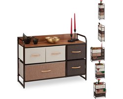 SureDeal® - Kast - Ladekast - 5 Manden - 58x31.5x87.5 cm - Hout - Bruin - Binnen Kast - Vakkenkast - Boekenkast - Opbergkast - Halorganizer