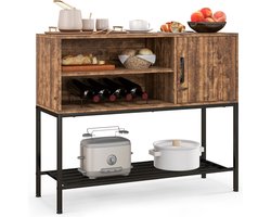 SureDeal® - Keukenkast - Buffetkast - Wijnrek - 4 Flessen - Dressoir - Bruin - 100x35x83 cm - Barkast - Kast - Keuken - Huiskamer