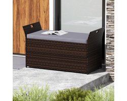 SureDeal® - Kledingkast - Rotan Opbergkist Binnen - Buiten Opbergkist - Kussenhoes Max Slaapplaatsen - 125x56x71 cm - Grijs