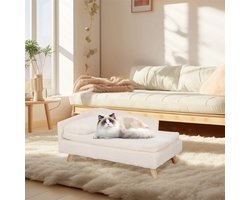 SureDeal® - L Vorm Hond Bank Bed - Kat Kussen Chaise Kruk - Zachte Warme Nestbank Met Rubberen Houten Poten - M