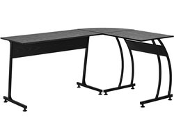 SureDeal® - L-vormig Computertafel - 112 -5x152x74 cm - Spaanplaat -Metaal - Zwart - Groot Werkoppervlak - Modern