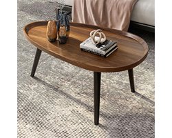 SureDeal® - Luvodi Onregelmatige Salontafel - Kleine Druppelvormige Massief Houten Bank - Zijtafel 2-in-1 - Met Driehoekige Poten - Ovalen